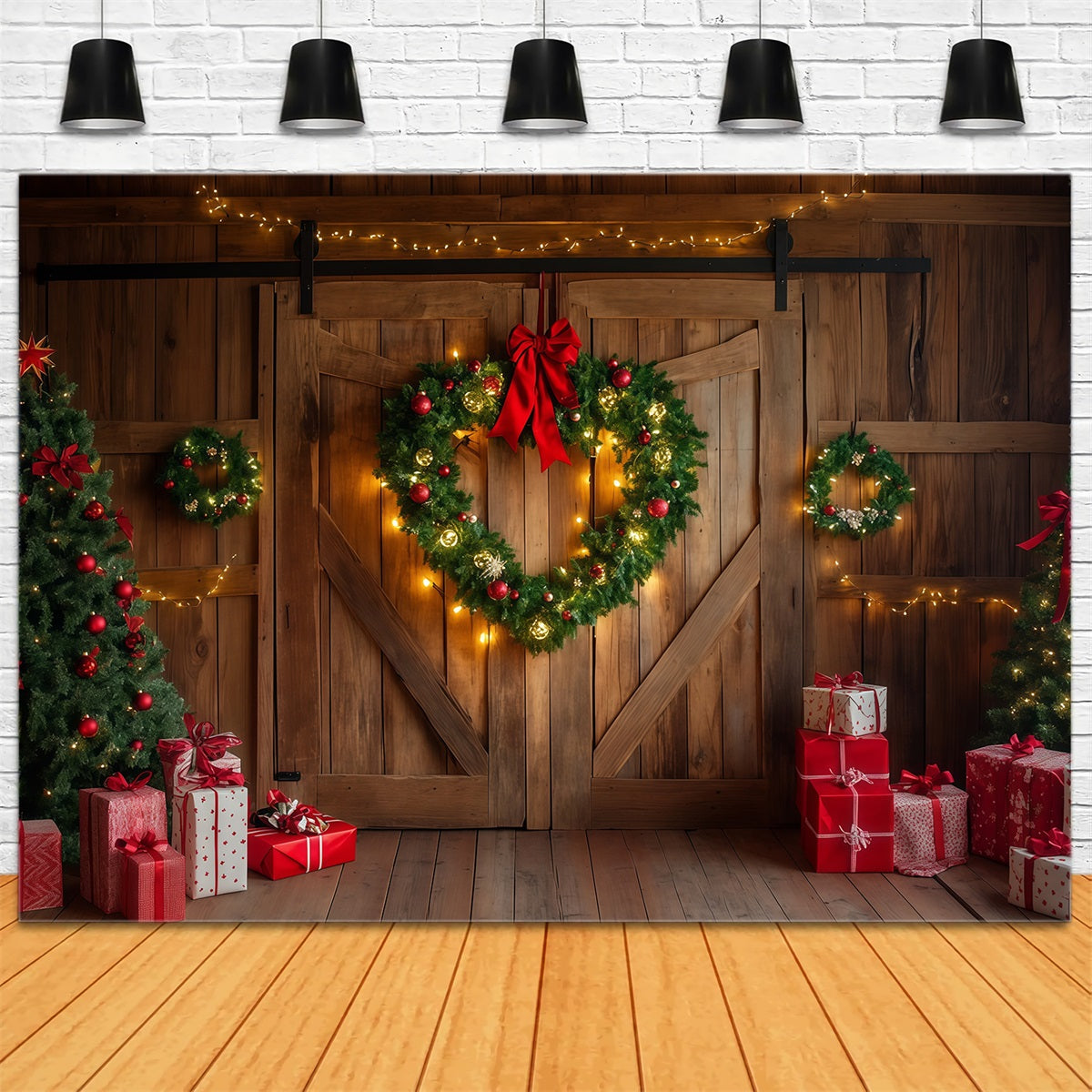 Weihnachtskulisse Mit Scheunentor Rustikale Scheunentür Mit Kranz Weihnachtskulisse Für Den Innenbereich RR69-55