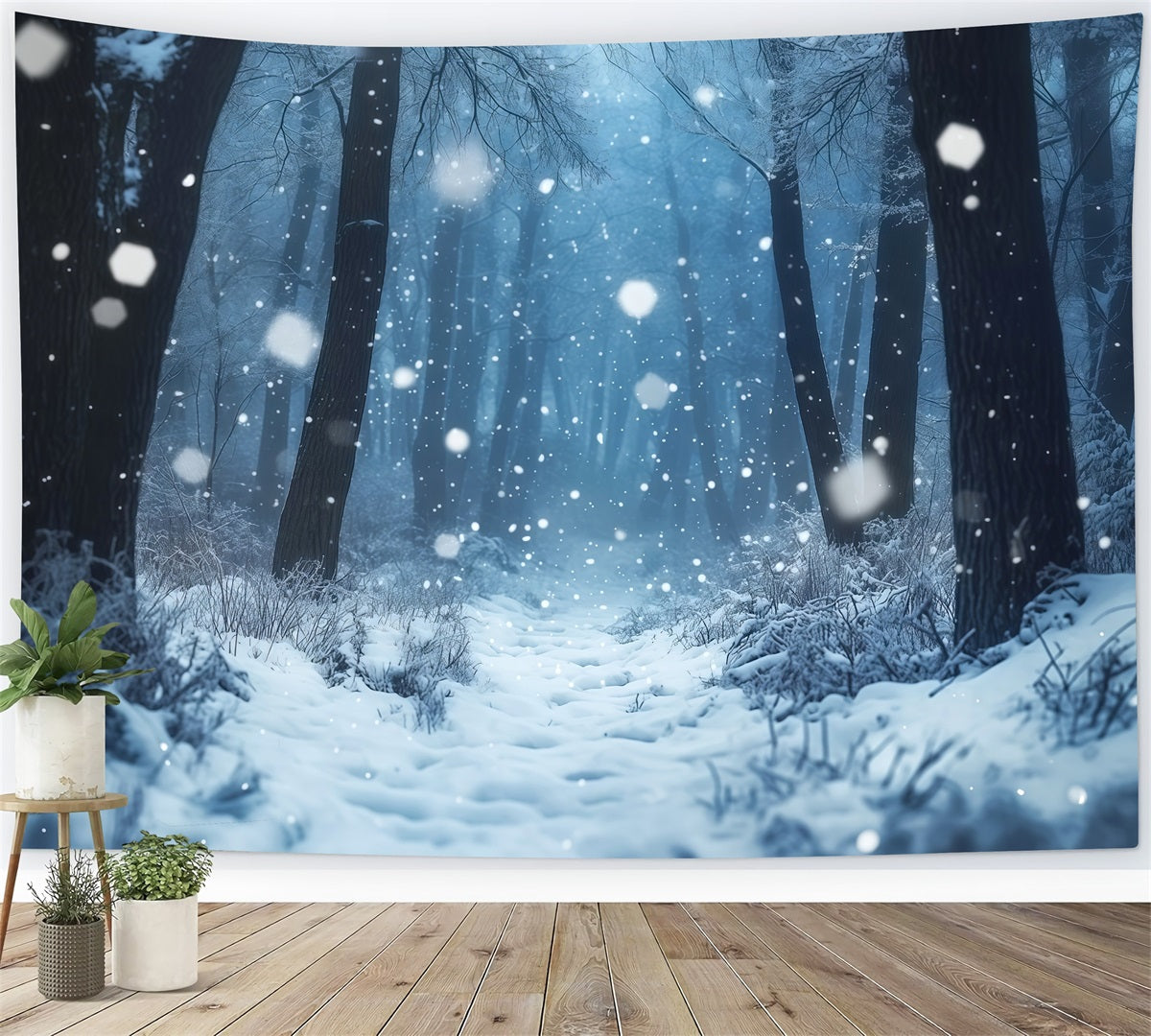 Verschneite Weihnachtskulisse Nebliger Winterwald Weihnachts-Fotohintergründe RR69-66
