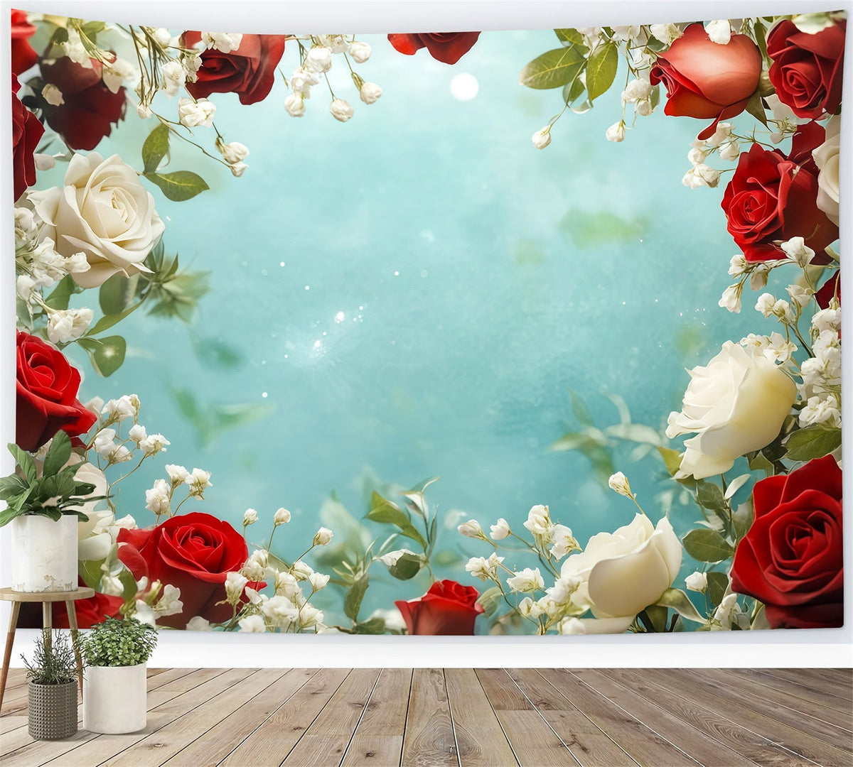 Weihnachtlicher Blumenhintergrund Rosenbeet Große Weihnachtskulisse RR69-67