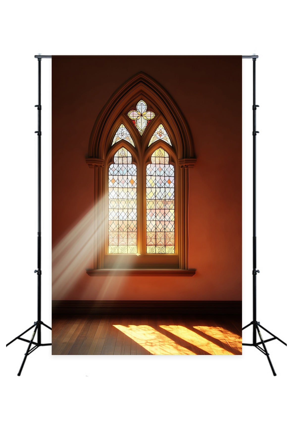 Weihnachtskulisse In Der Kirche Gotisches Buntglasfenster Weihnachts-Fotohintergründe RR69-9