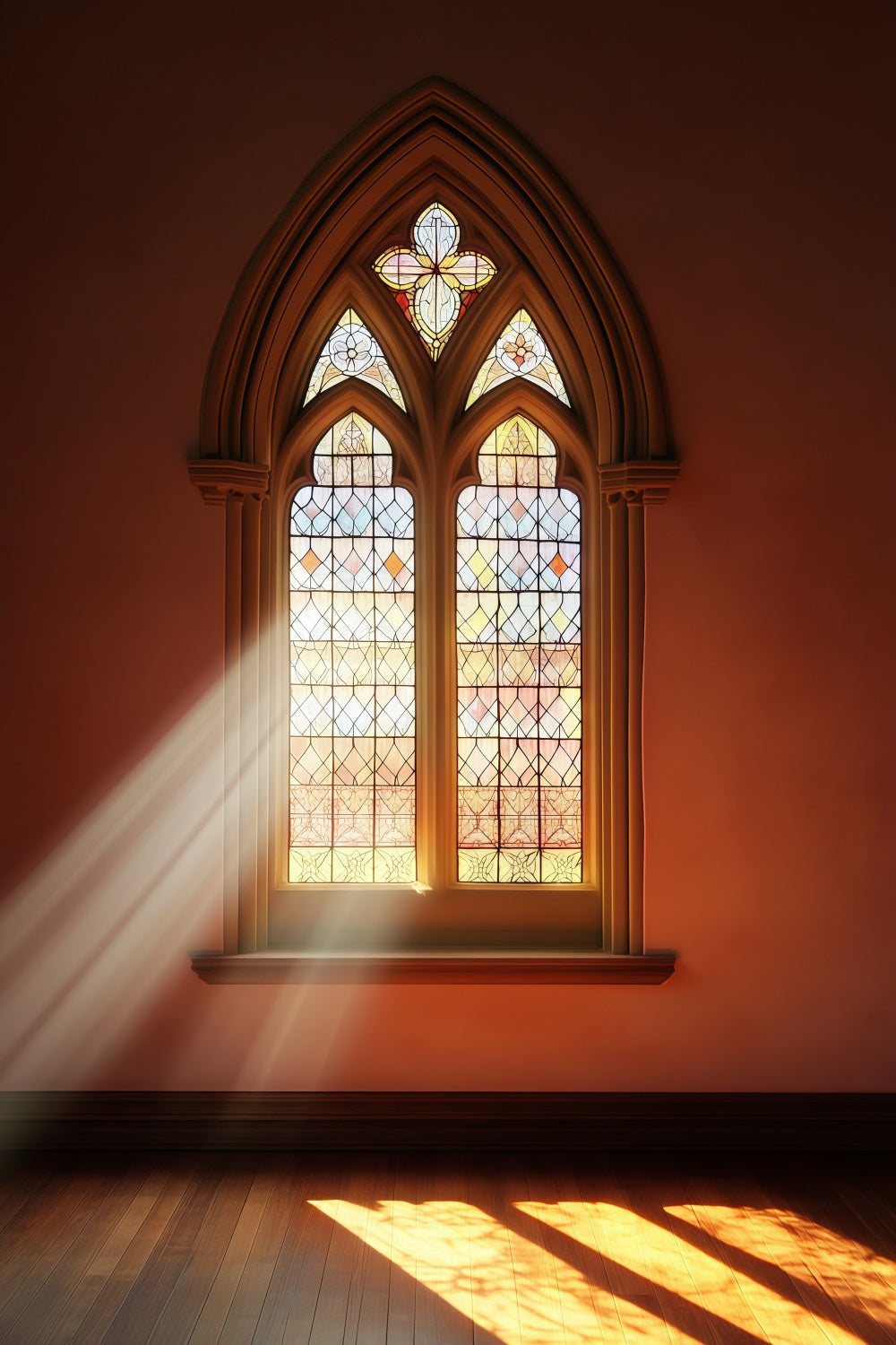 Weihnachtskulisse In Der Kirche Gotisches Buntglasfenster Weihnachts-Fotohintergründe RR69-9