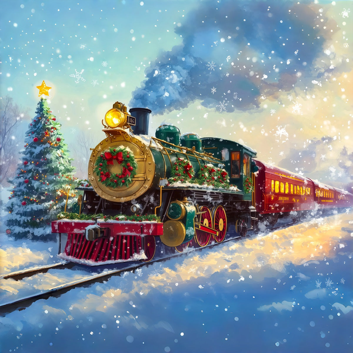 Weihnachtszug-Kulisse Festliche Dampfzugfahrt Weihnachtskulisse RR69-92