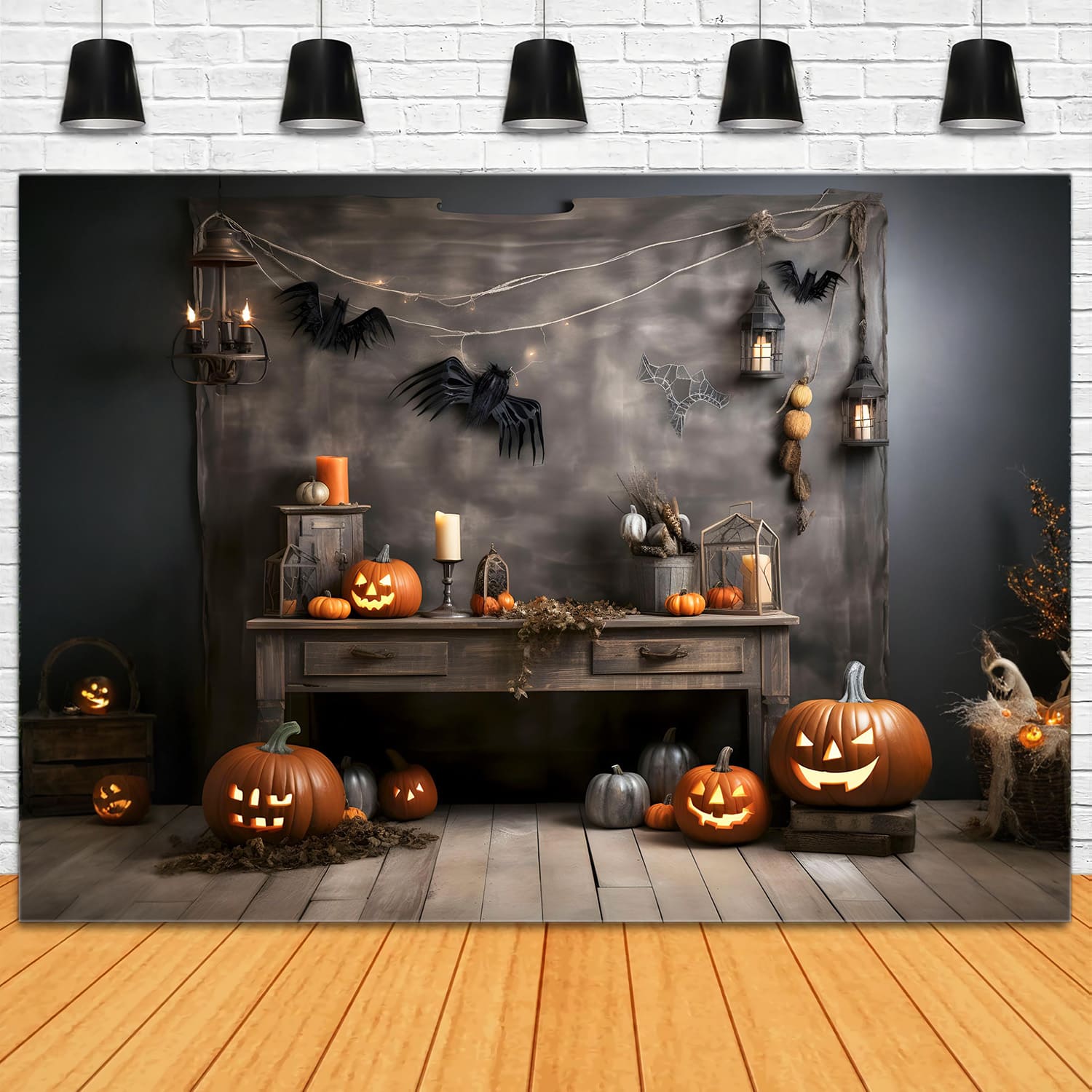 Halloween Kürbislaternen Fotohintergrund RR7-104