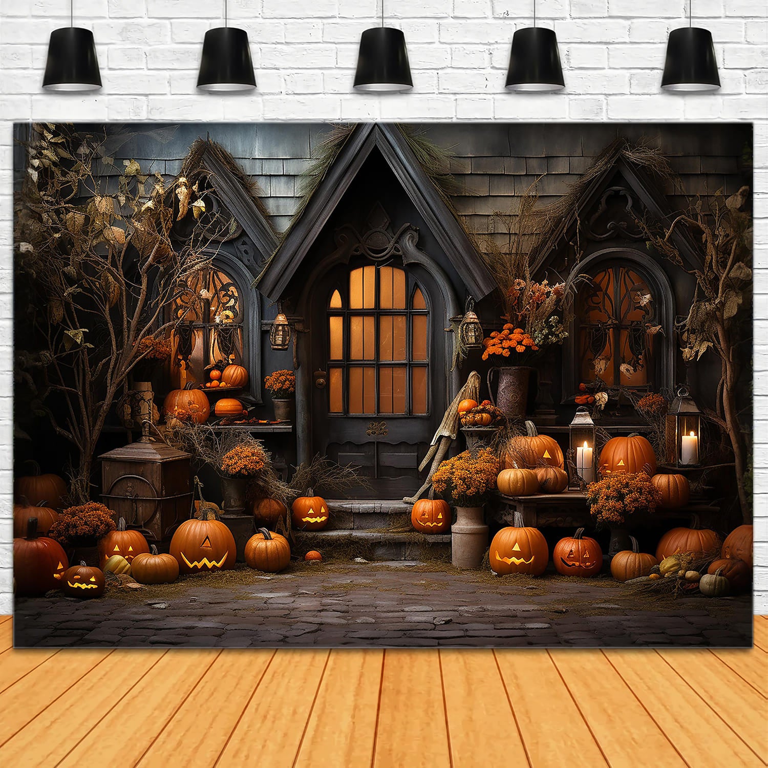 Halloween Kürbiskerzen Fotohintergrund RR7-110