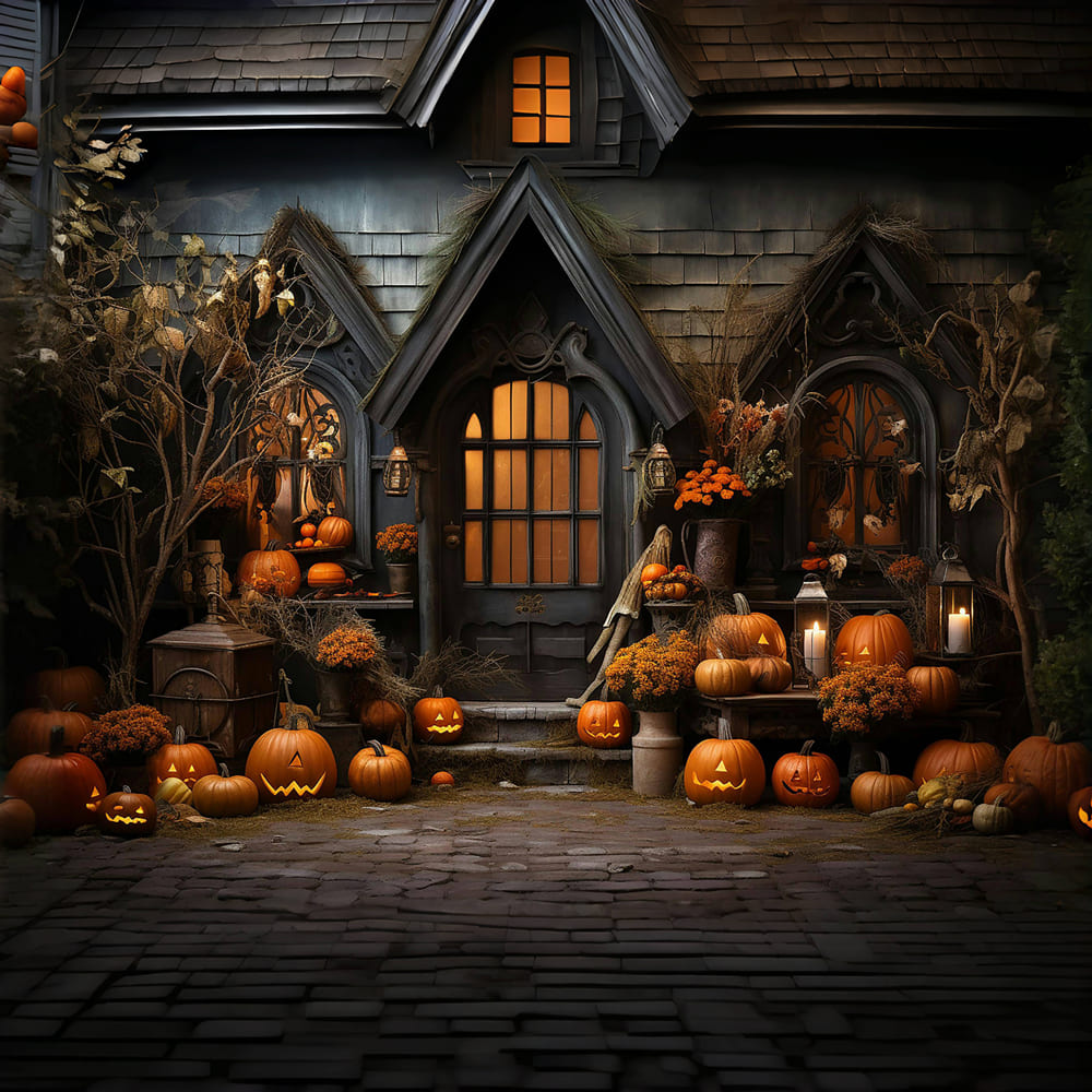 Halloween Kürbiskerzen Fotohintergrund RR7-110