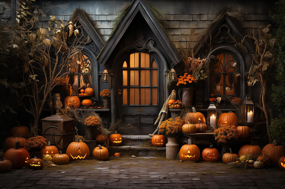 Halloween Kürbiskerzen Fotohintergrund RR7-110