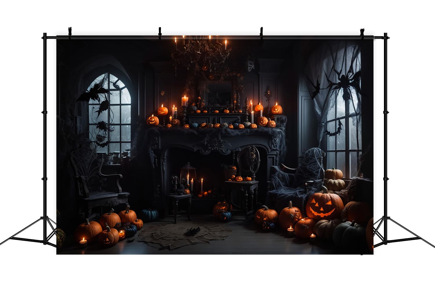 Halloween Dark Room Kürbis Kerzen Backdrop RR7-114