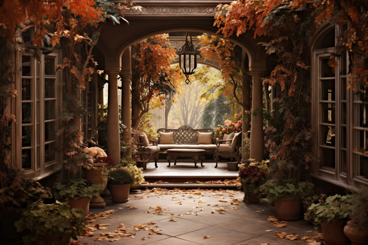 Innenhof Vordereingang Herbst Hintergrund RR7-169