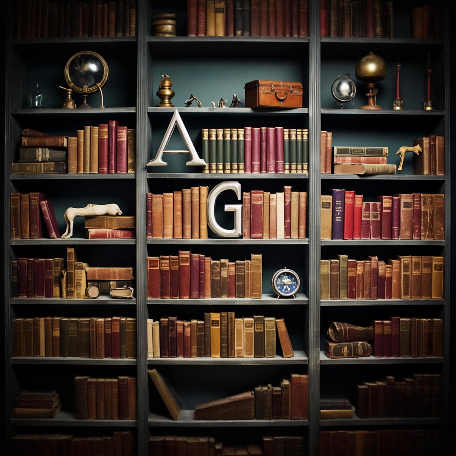 Back to School Klassisches Bücherregal Backdrop RR7-194