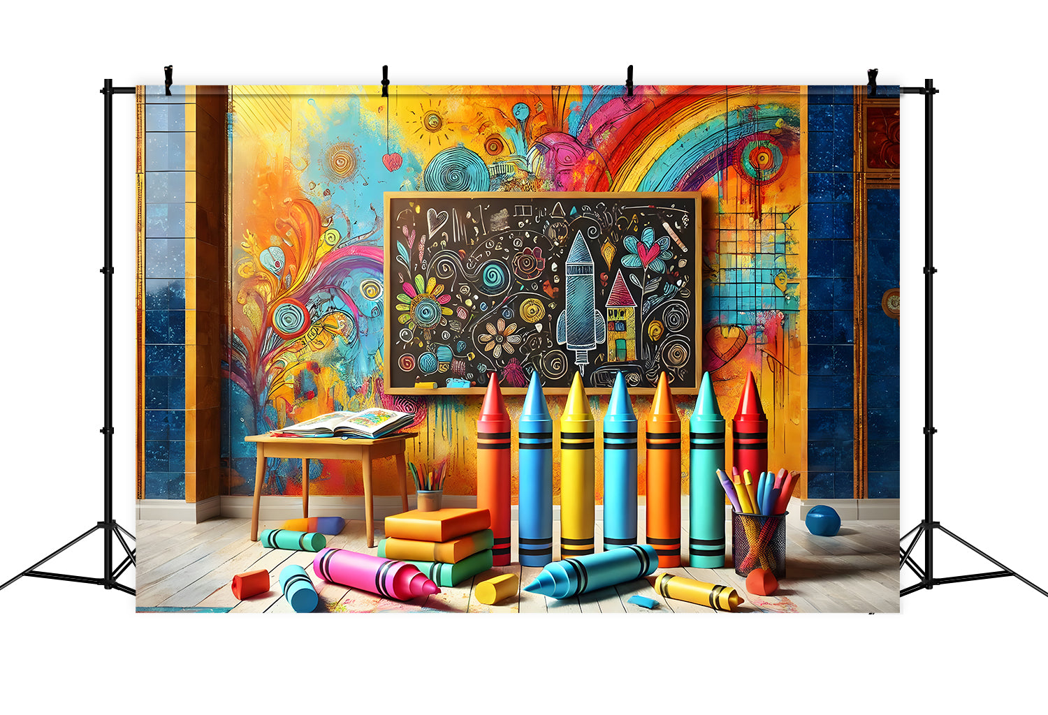 Buntstifte Malerei Back to School Backdrop RR7-211
