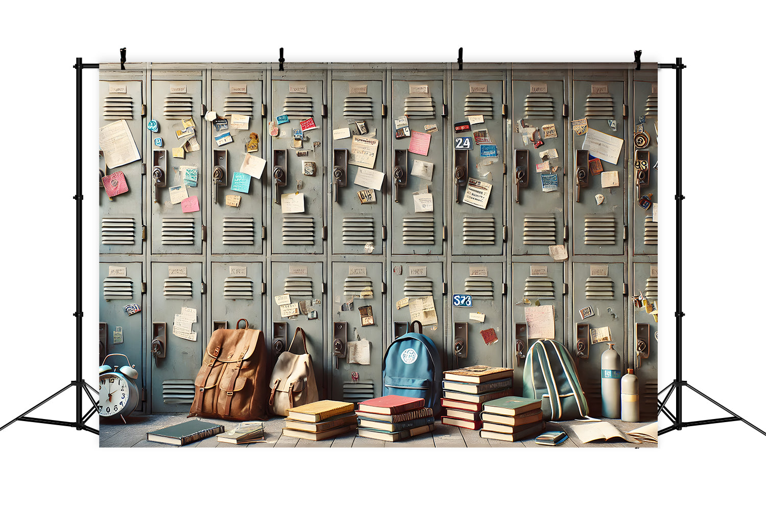 Back to School Schließfach Belongings Backdrop RR7-212