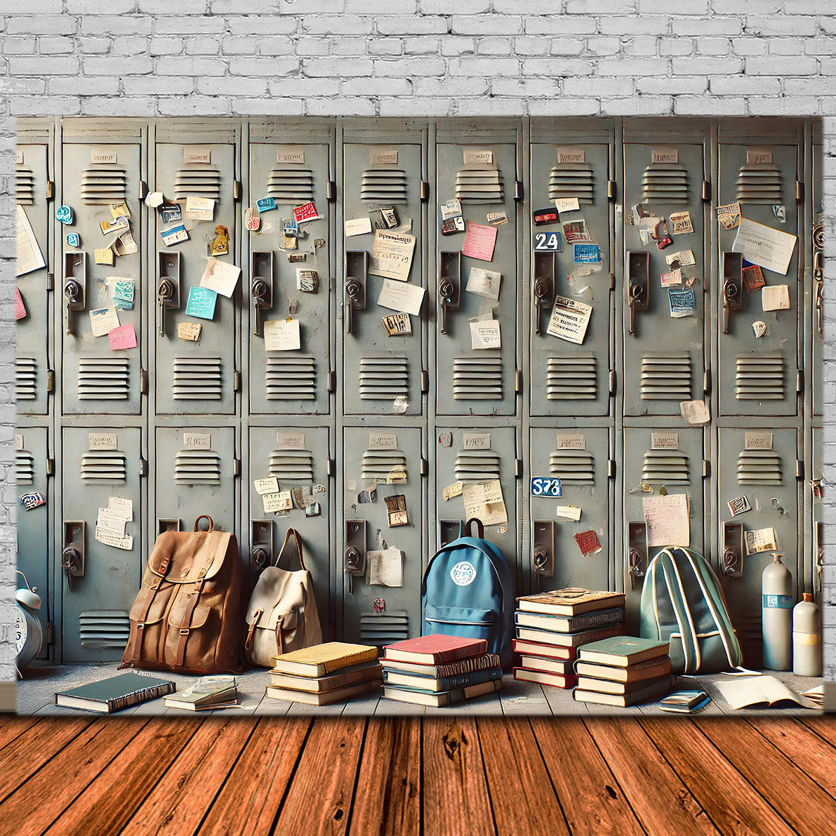 Back to School Schließfach Belongings Backdrop RR7-212
