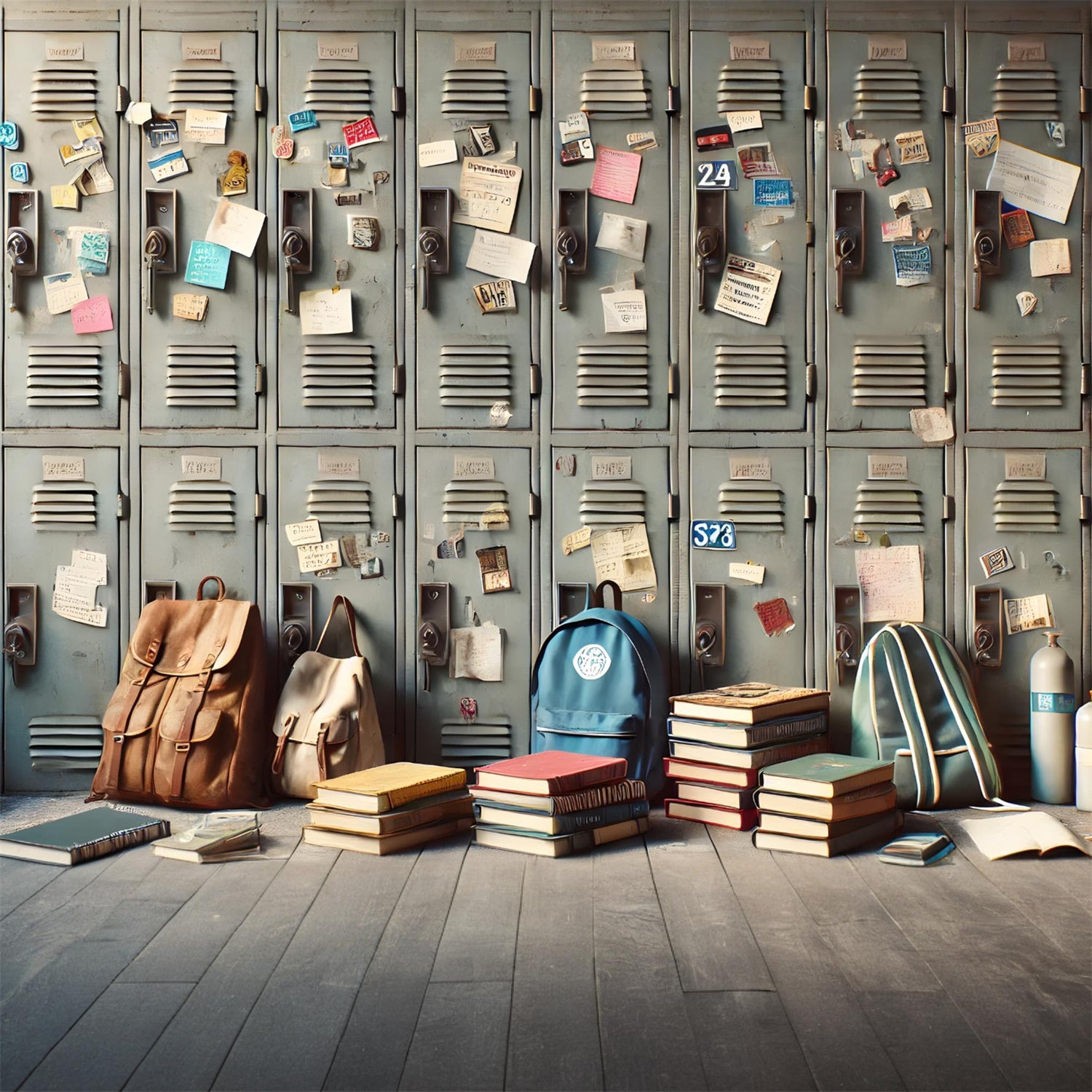 Back to School Schließfach Belongings Backdrop RR7-212