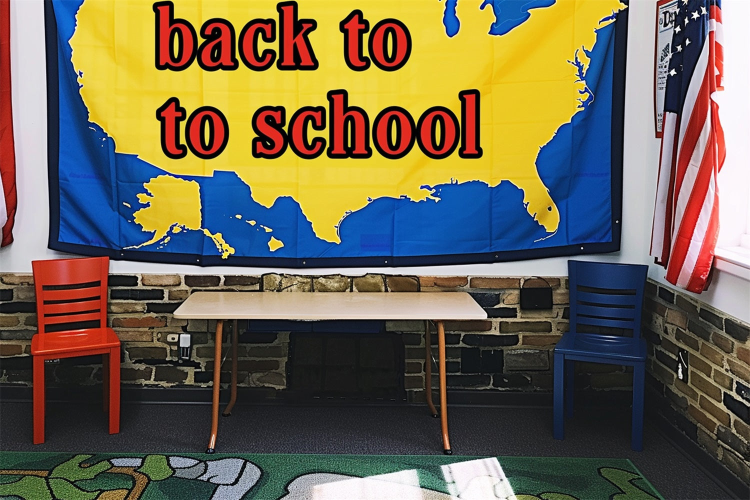 Back to School Landkarte Fotohintergrund RR7-213