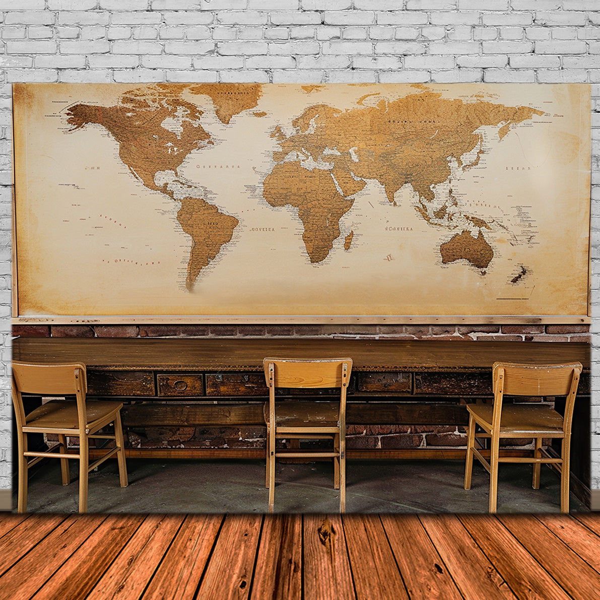 Klassenzimmer Weltkarte Back to School Backdrop RR7-214