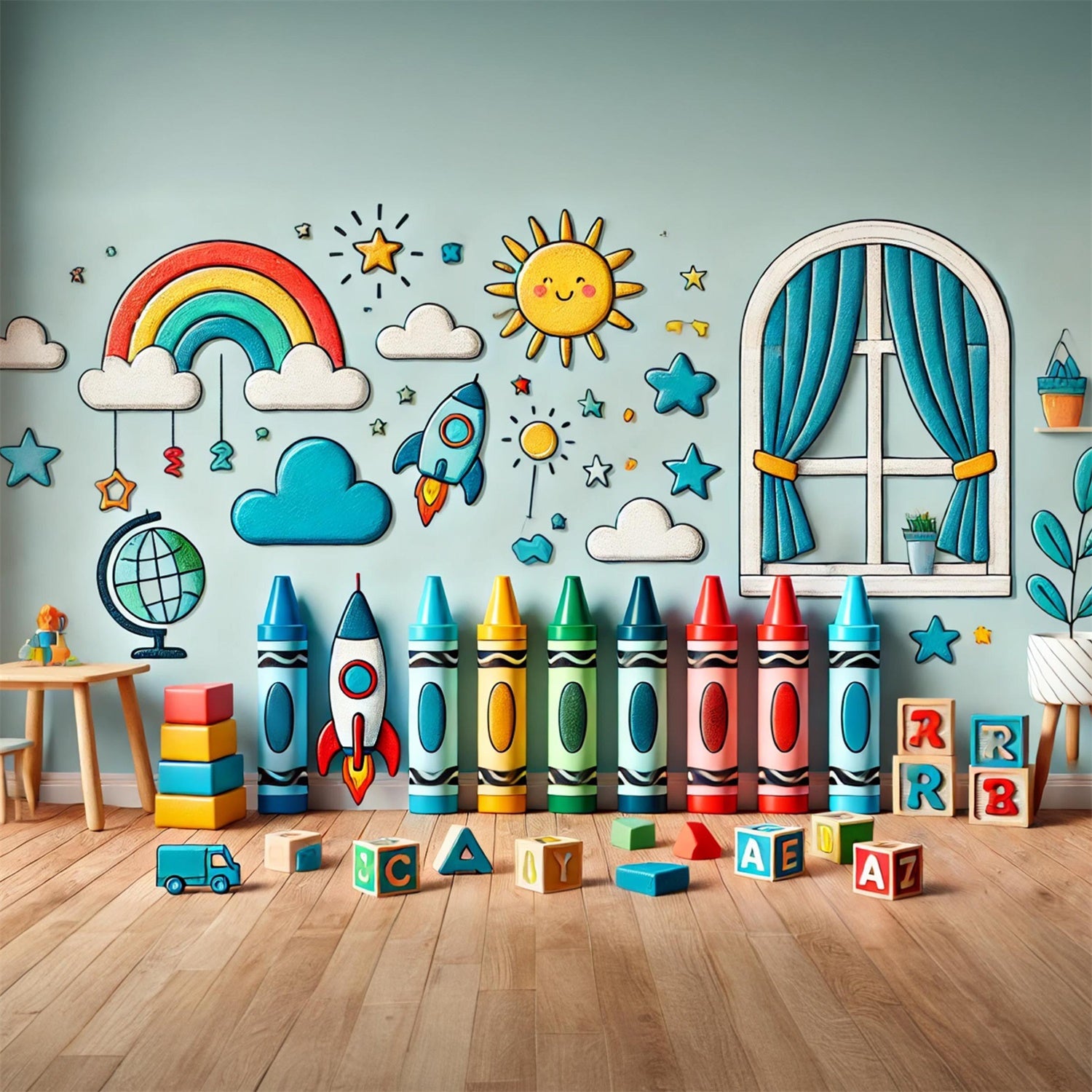 Cartoon Raumschiff Backdrop für die Schule RR7-233