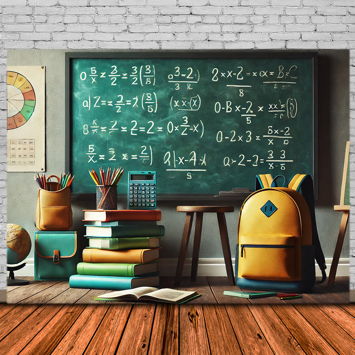 Back to School Gleichungen Kreidetafel Backdrop RR7-234