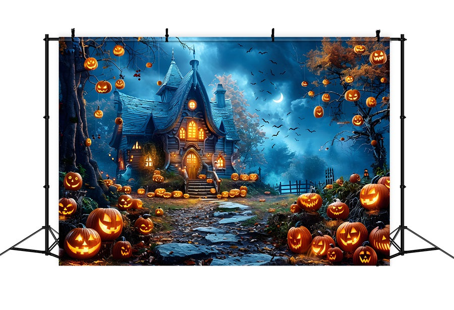 Gespenstische Halloween-Kürbis-Hütte Kulisse RR7-247