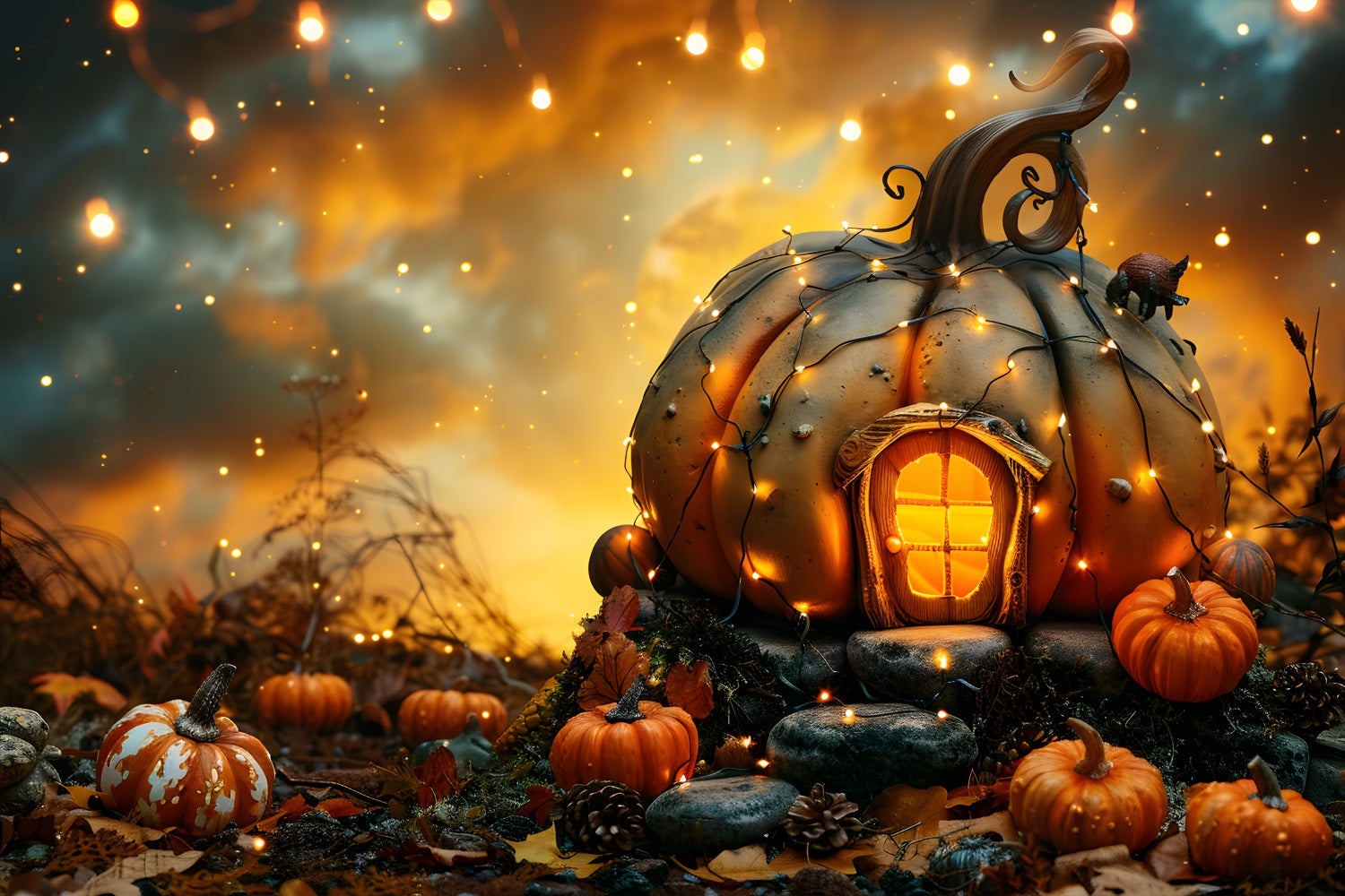Halloween Verwunschenes Kürbishaus Kulisse RR7-265