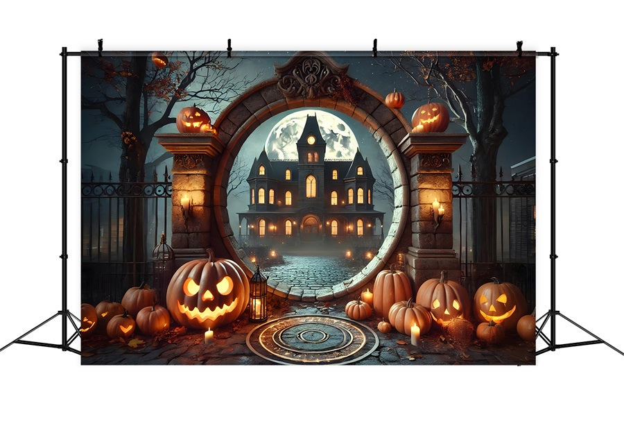 Halloween Kürbislaternen Spukhaus Torbogen Backdrop RR7-275