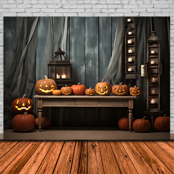 Rustikale Halloween-Kürbislaterne mit Kerzenlicht RR7-331