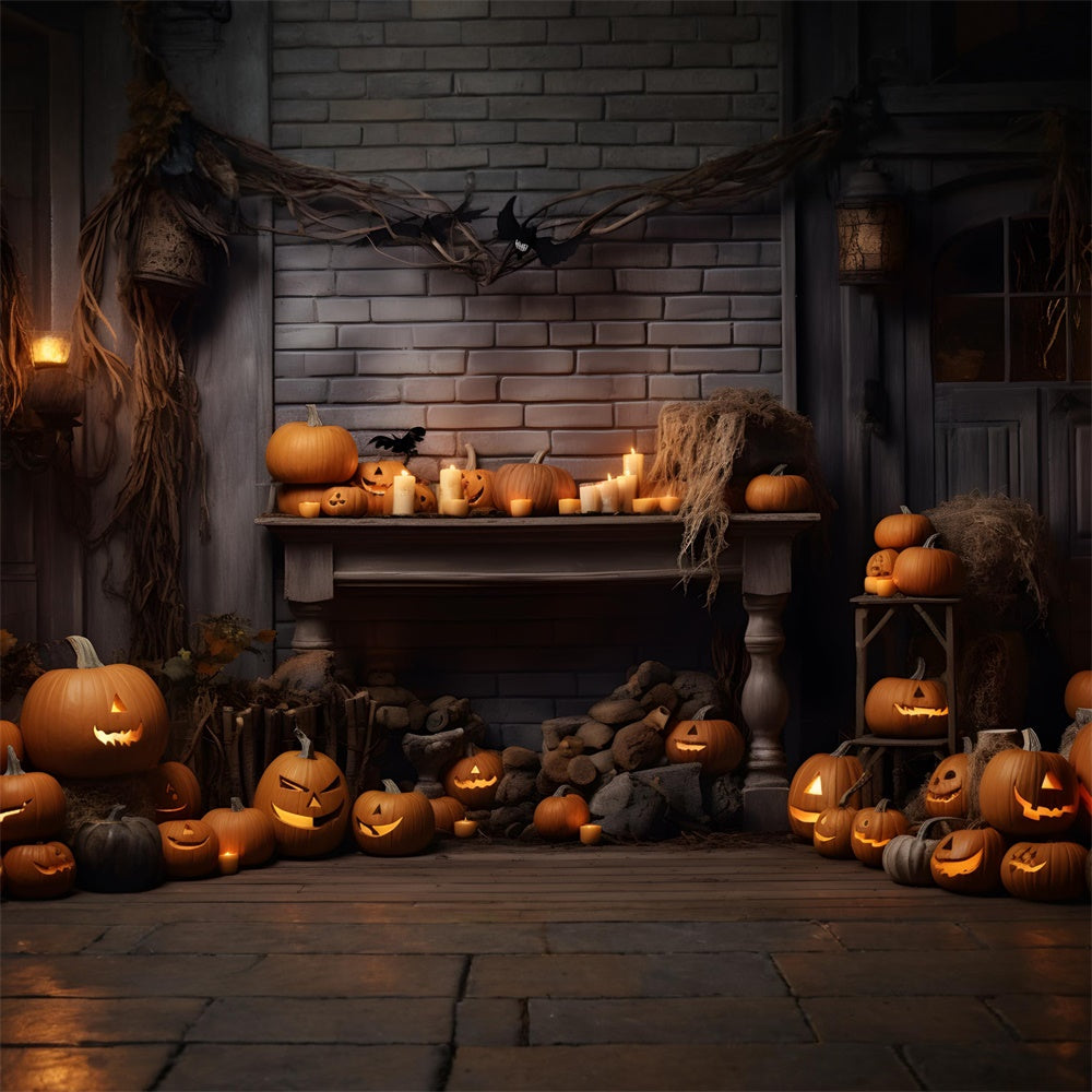 Dunkle Zimmerwand Halloween Kürbisse Hintergrund RR7-382