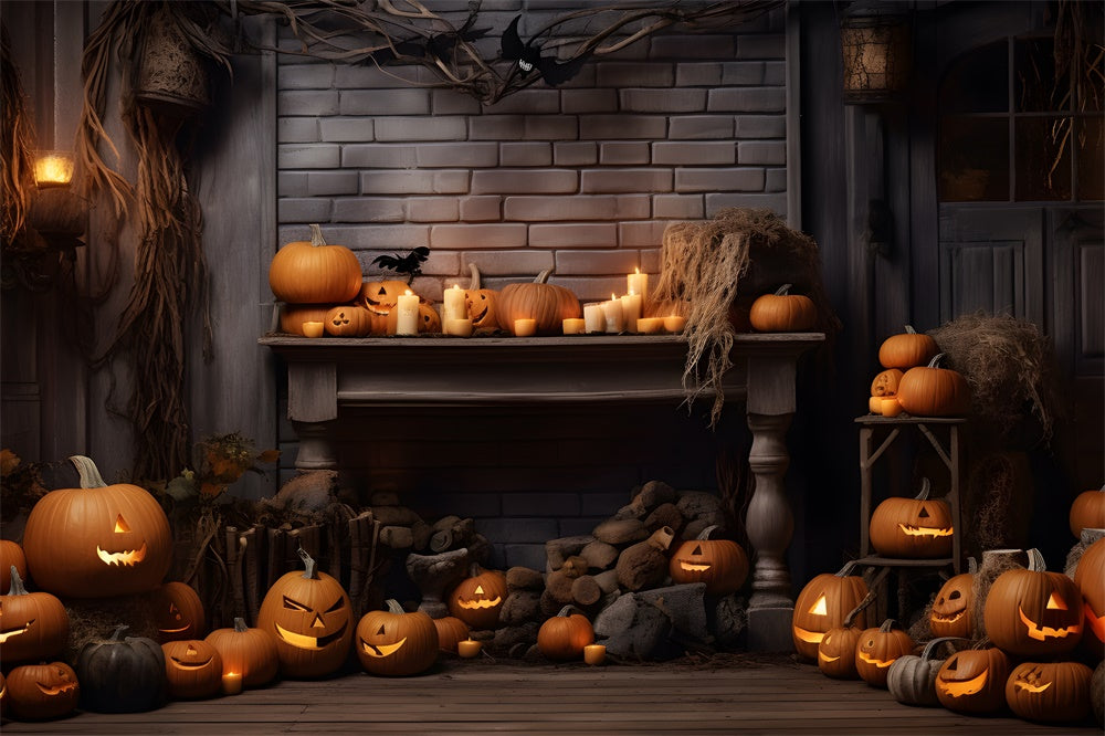 Dunkle Zimmerwand Halloween Kürbisse Hintergrund RR7-382