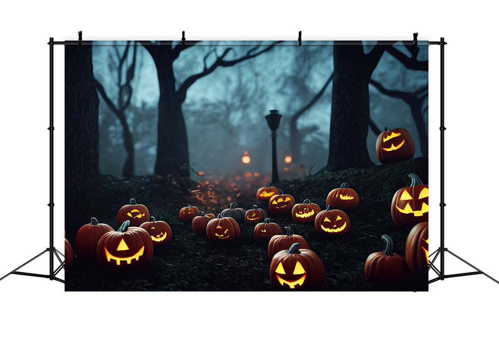 Halloween Nacht Wald Bäume Kürbisse Backdrop RR7-396