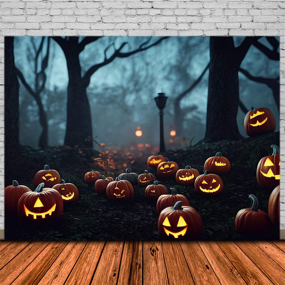Halloween Nacht Wald Bäume Kürbisse Backdrop RR7-396