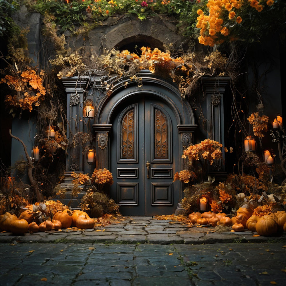Dekorierte Hauseingangstür Halloween-Kulisse RR7-410