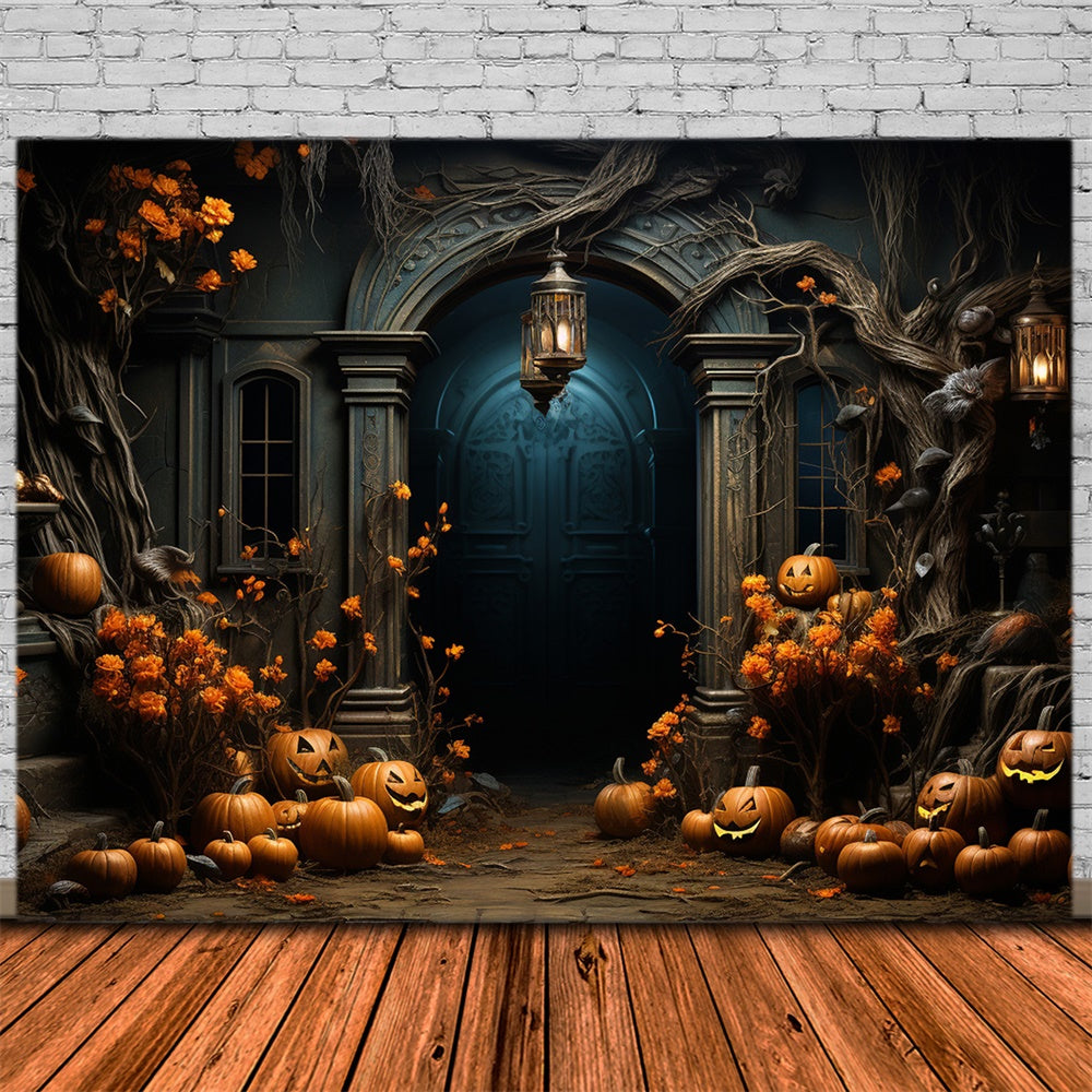Halloween Kürbisse Kerzen Eingangskulisse RR7-411
