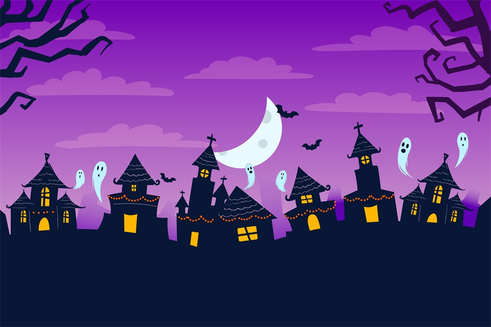 Handgezeichnete Halloween Spukhäuser Backdrop RR7-420