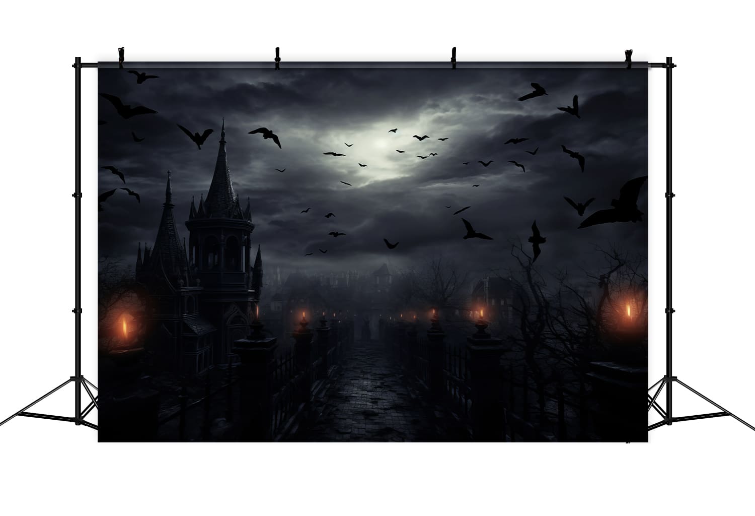 Halloween Horror Nacht Haus Fledermäuse Hintergrund RR7-43