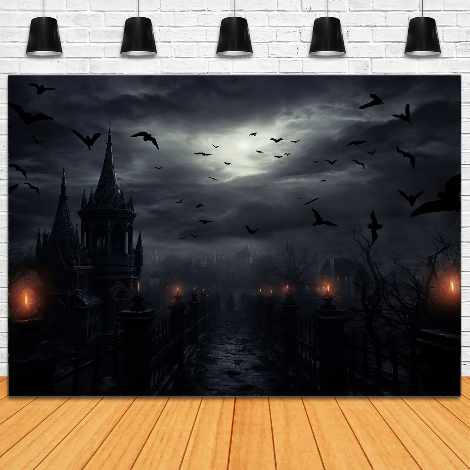 Halloween Horror Nacht Haus Fledermäuse Hintergrund RR7-43