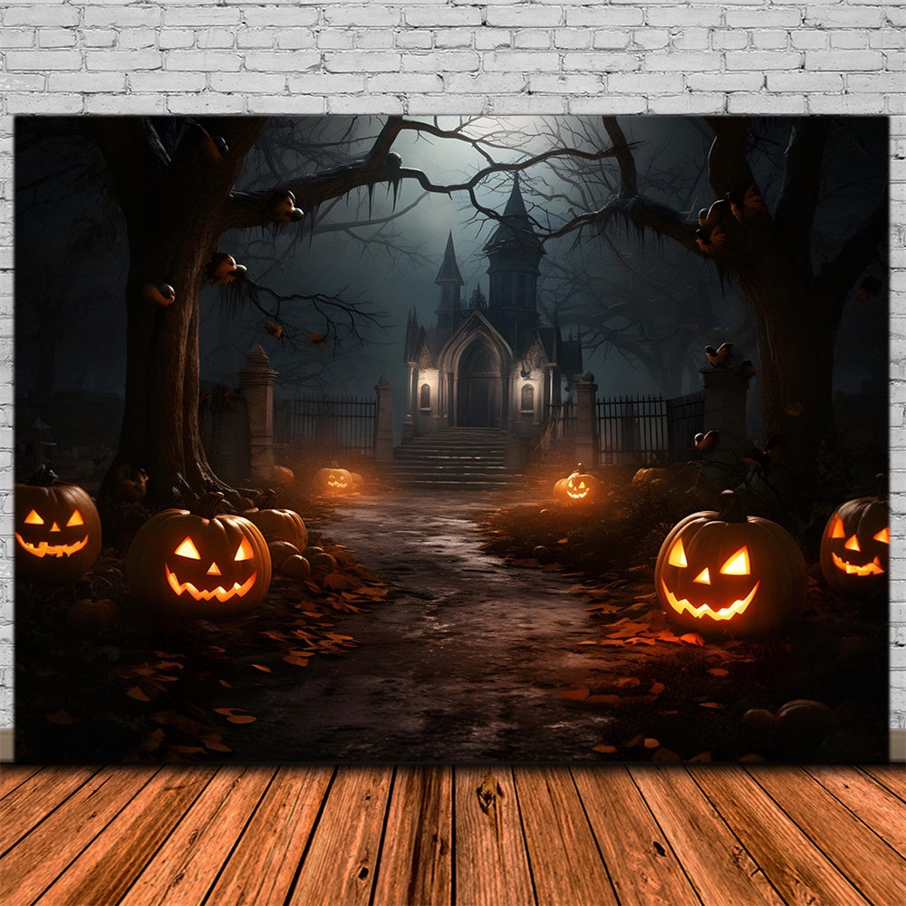 Halloween Wald Nacht Spukschloss Kulisse RR7-435