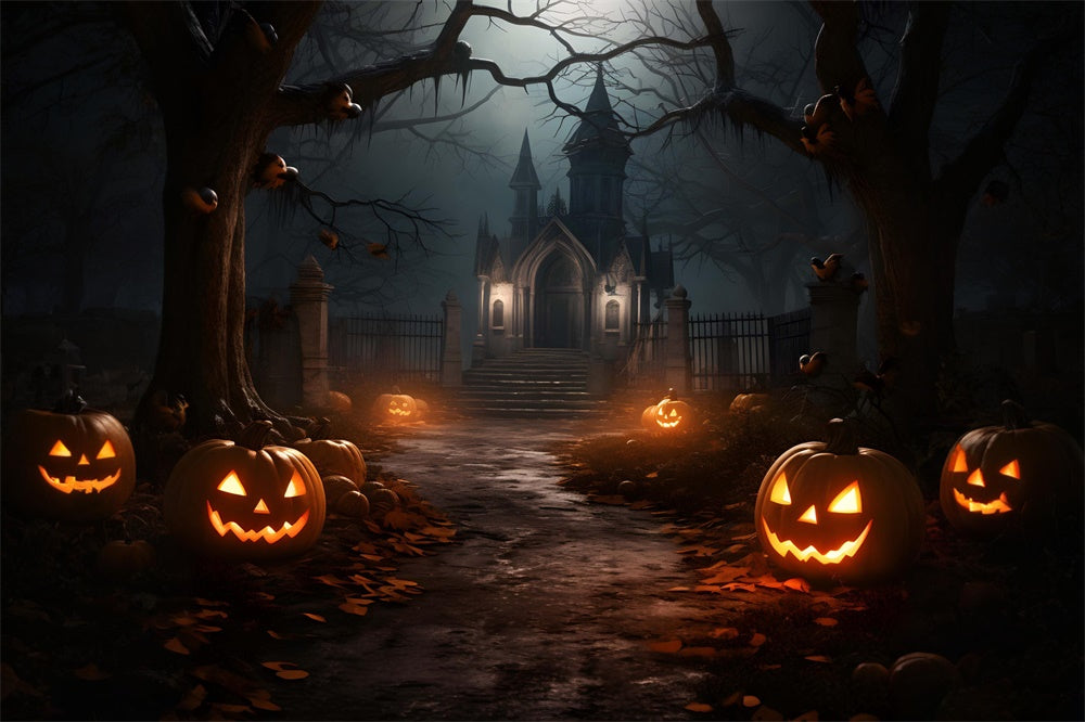 Halloween Wald Nacht Spukschloss Kulisse RR7-435