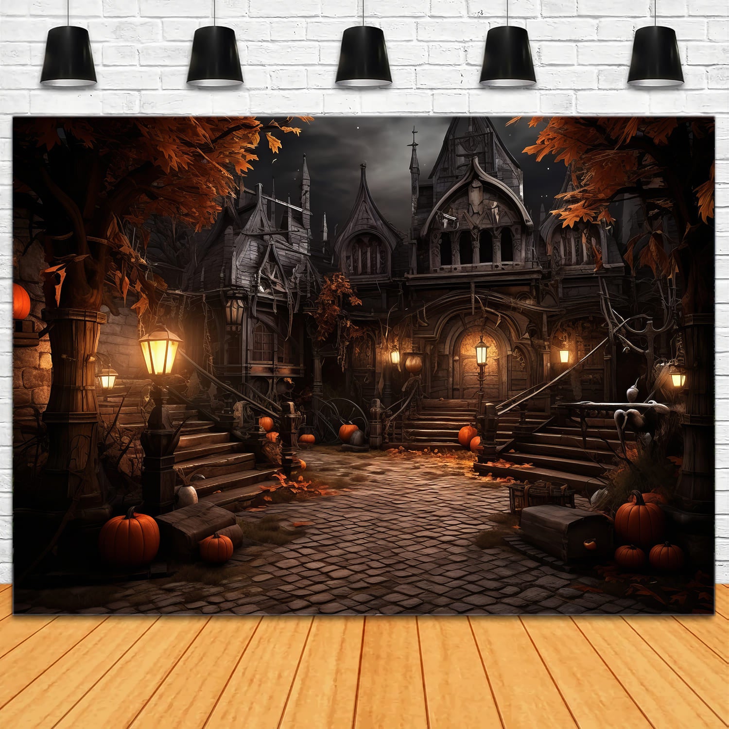 Halloween Verlassenes Gebäude Kürbis Fotokulisse RR7-45