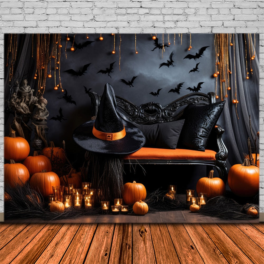 Kürbis Kerze dekoriert Wand Halloween Hintergrund RR7-452