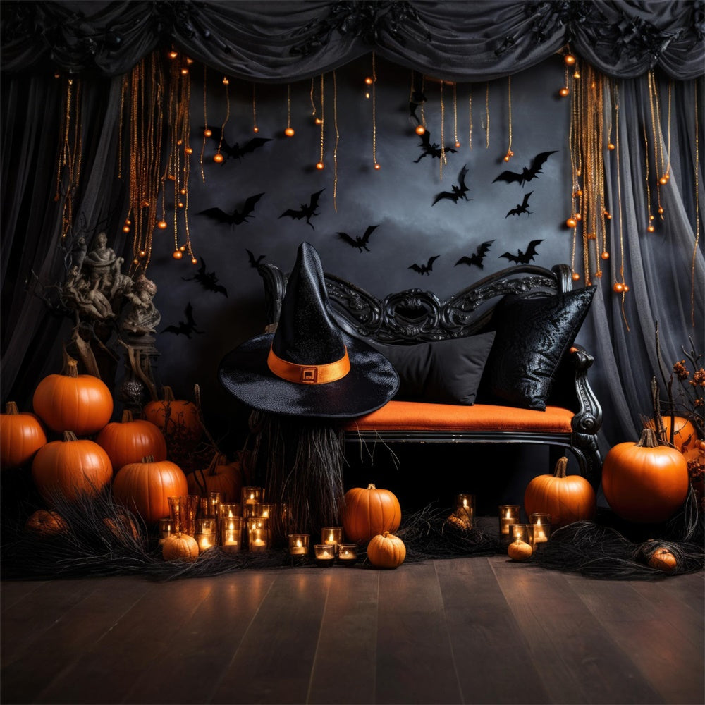 Kürbis Kerze dekoriert Wand Halloween Hintergrund RR7-452