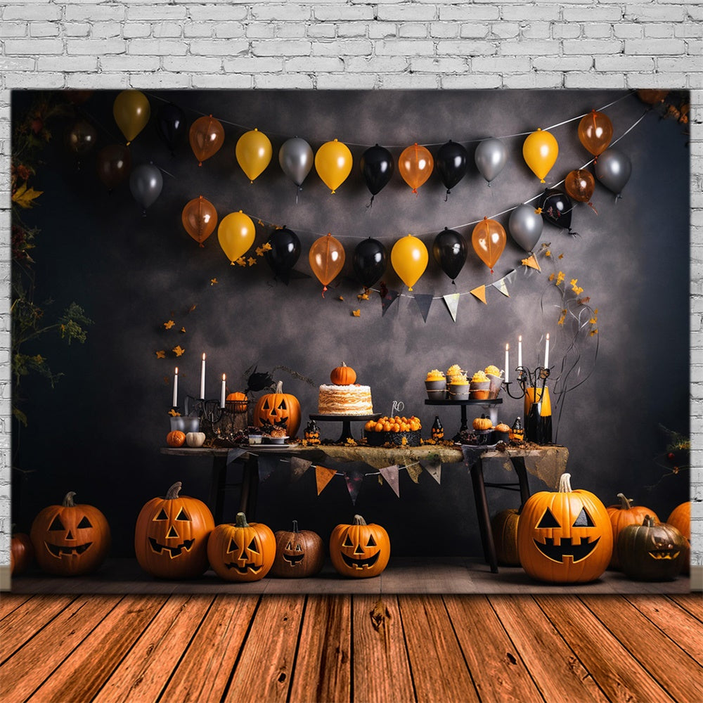 Luftballons Kürbis Halloween Wandhintergrund RR7-465