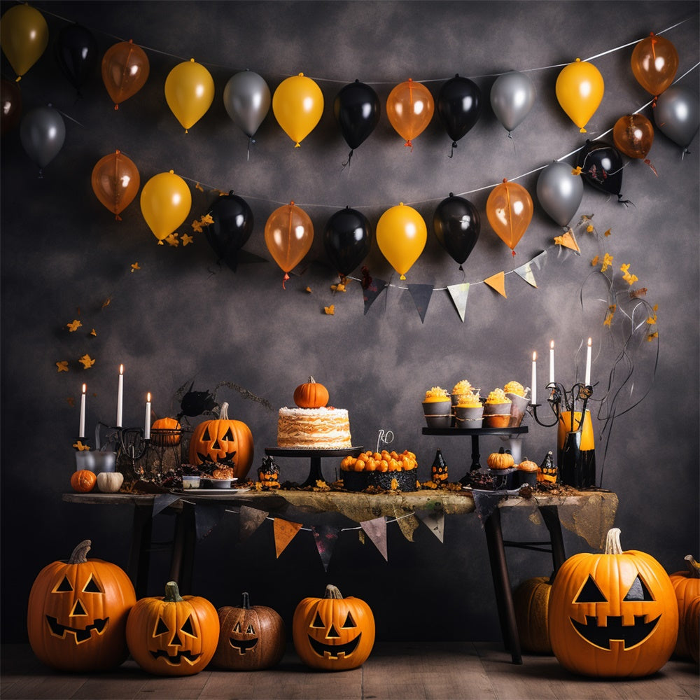 Luftballons Kürbis Halloween Wandhintergrund RR7-465