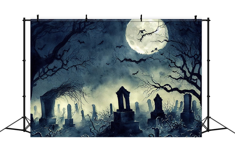 Halloween Friedhof Verdorrte Bäume Kulisse RR7-495