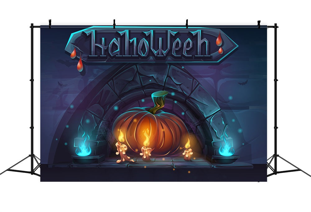 Halloween Kürbisse Kerzen Fotohintergrund RR7-499