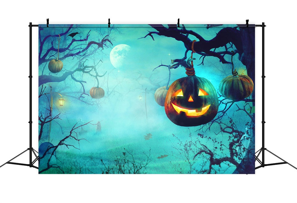 Halloween-Nebelwald-Kürbis-Hintergrund RR7-503
