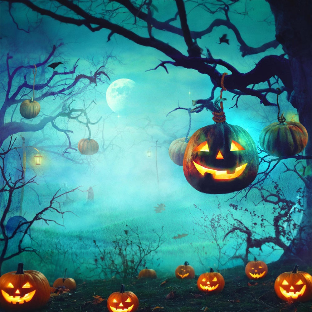 Halloween-Nebelwald-Kürbis-Hintergrund RR7-503