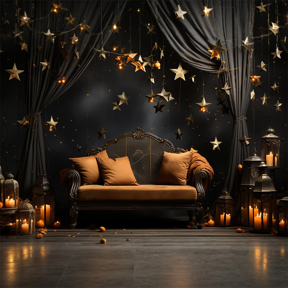 Dunkles Zimmer Sofa Kerzen Halloween Backdrop RR7-511