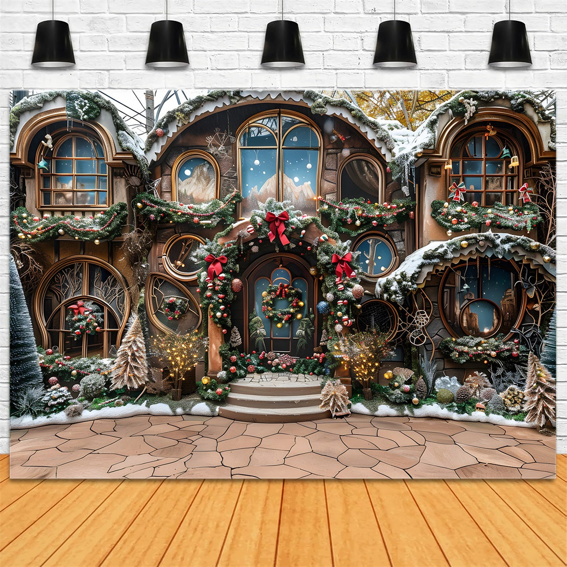 Weihnachten Rustic Cottage Wonderland Hintergrund RR7-568