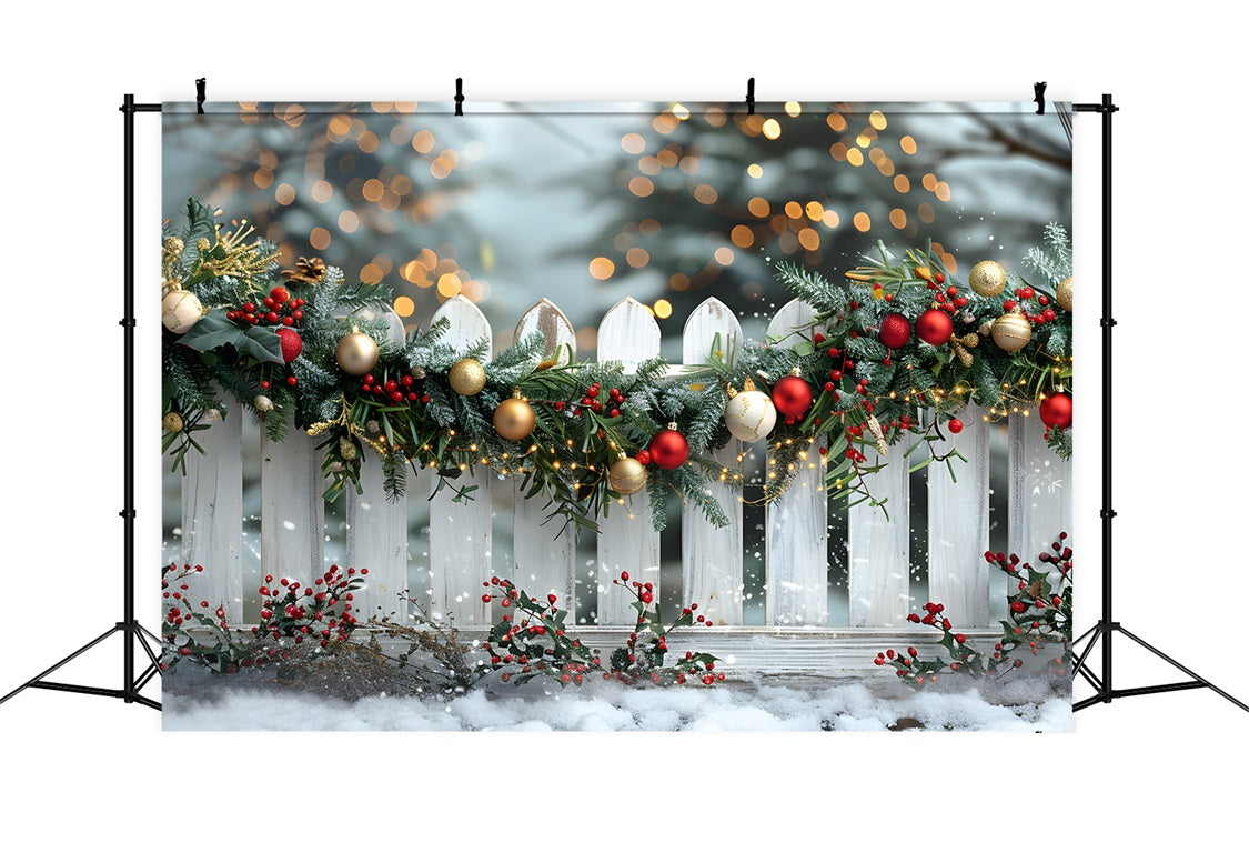 Weihnachten Joyful Garland Fence Hintergrund RR7-580