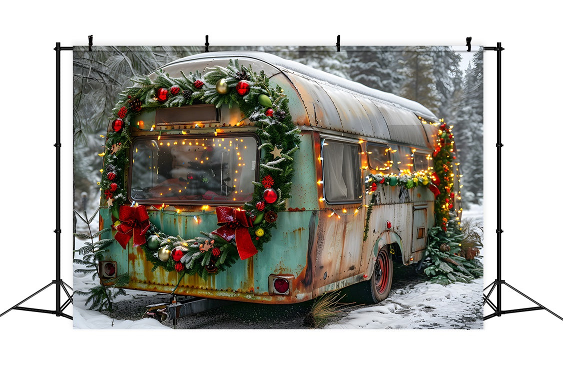 Weihnachten Vintage Holiday Trailer Hintergrund RR7-583