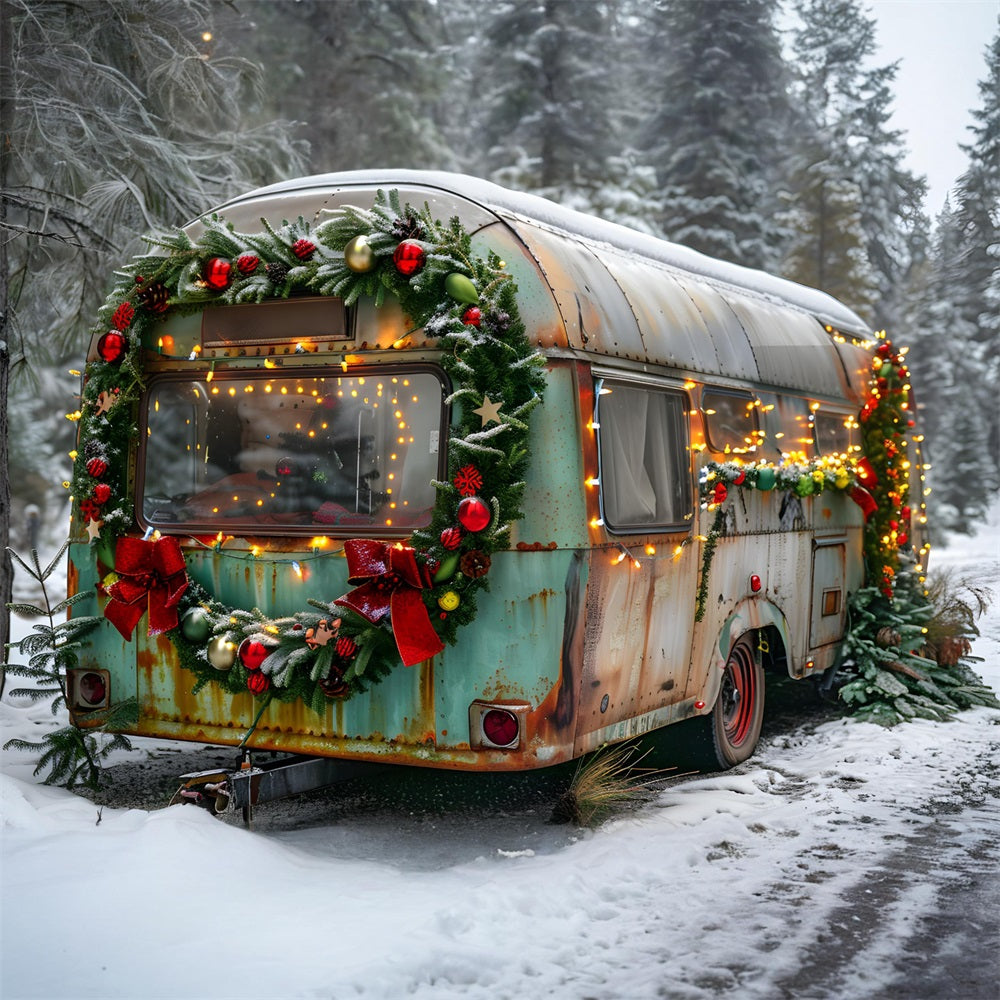 Weihnachten Vintage Holiday Trailer Hintergrund RR7-583